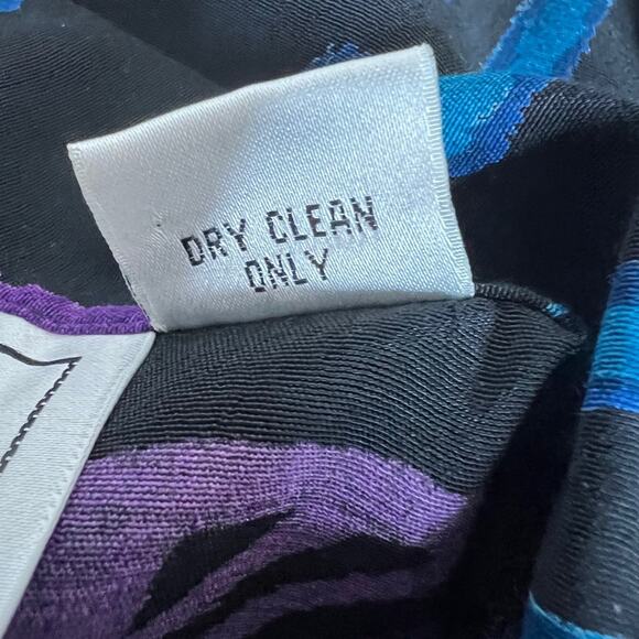 Nouveau Monde Womens Shirt Dress Small Black Purple Blue Mixed Print Rayon VTG - Picture 5 of 5